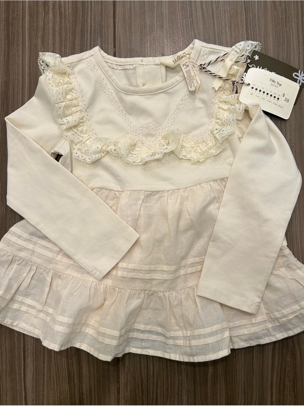 Matilda Jane Cream Ruffle Lace Long Sleeve Top